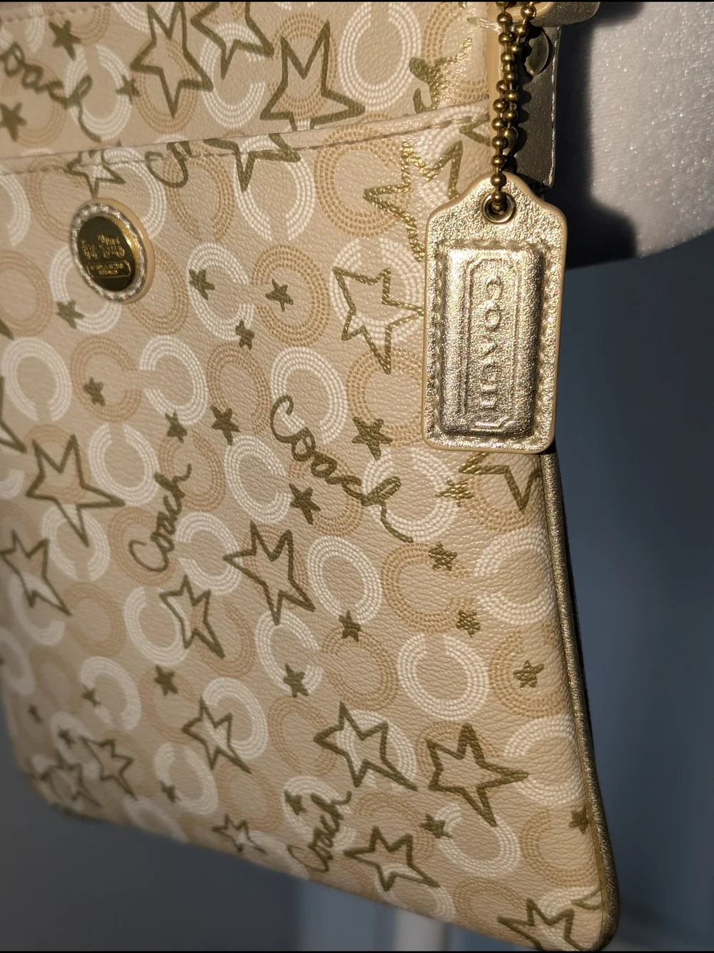 Coach Waverly Snow Queen Crossbody Bag With Signature C and Gold Stars